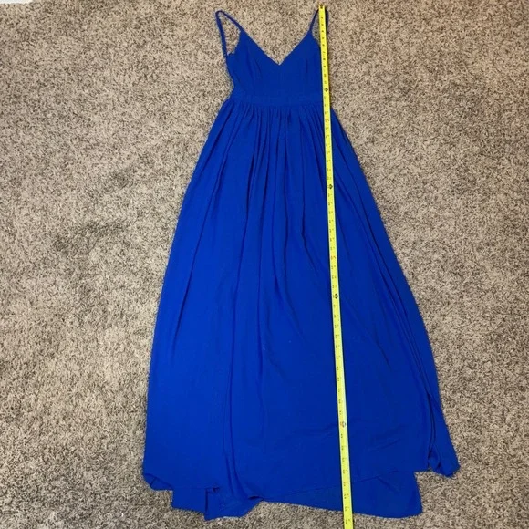 Miss Avenue Blue Maxi Dress Small Sleeveless V Neck Flowy Summer Cocktail - Picture 8 of 11